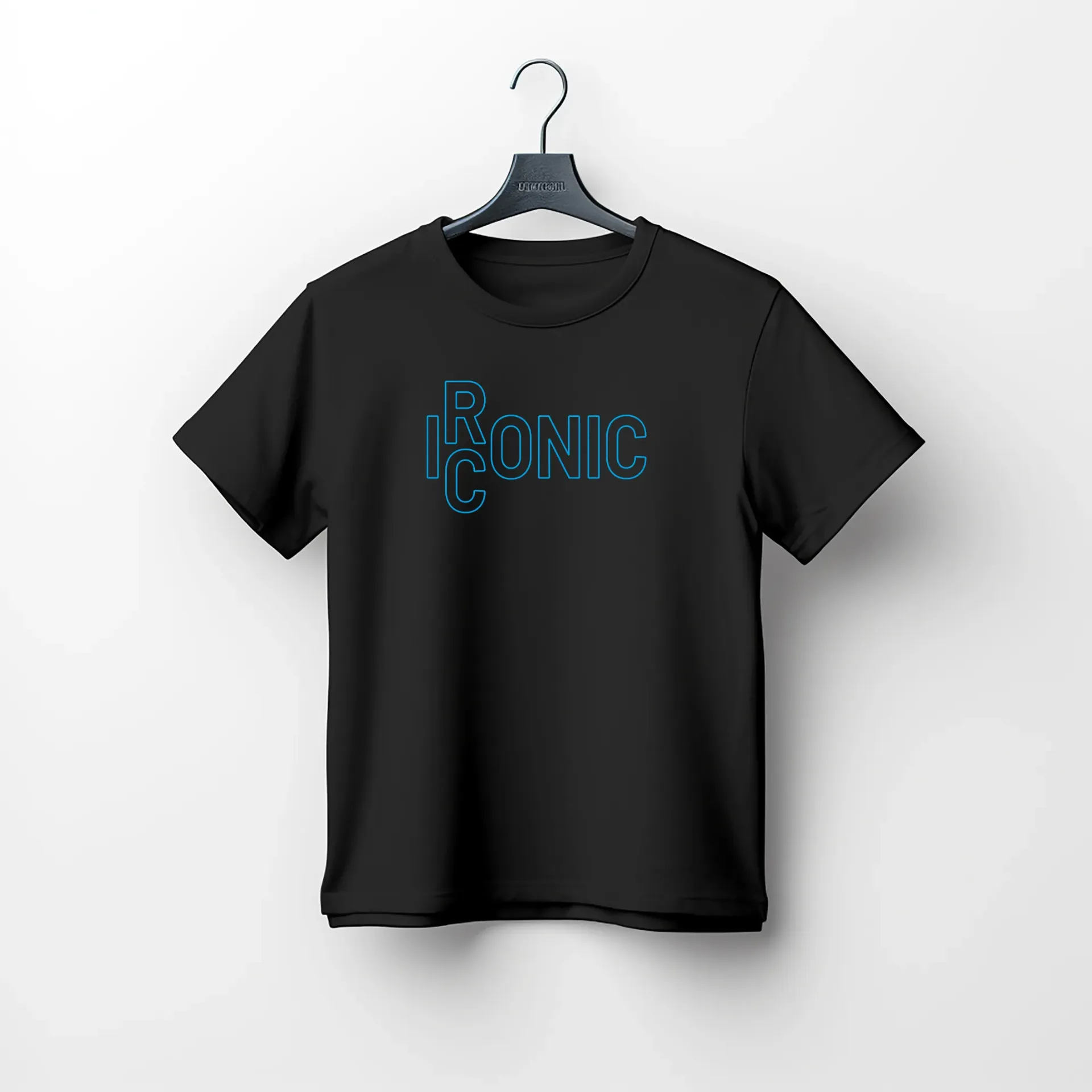 Ironic Typography Tee (Black, XS, Men)