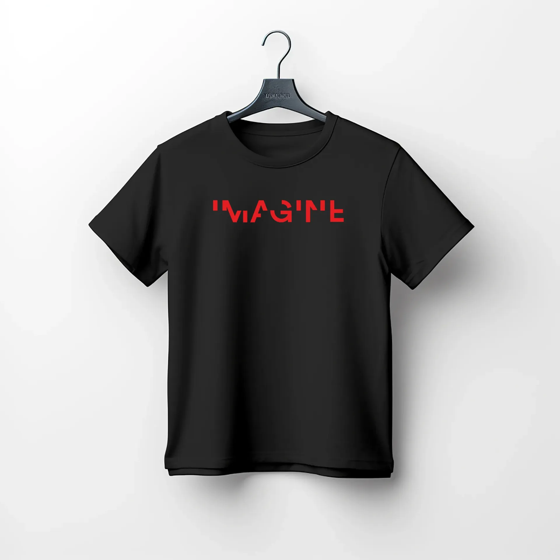 Imagine Minimalist Typography Tee (Black, XS, Men)