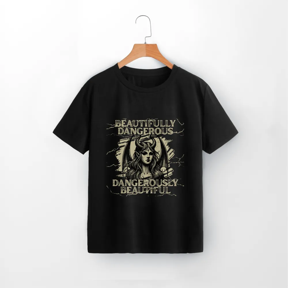 “Beautifully Dangerous” Gothic Art Tee (Black, XS)
