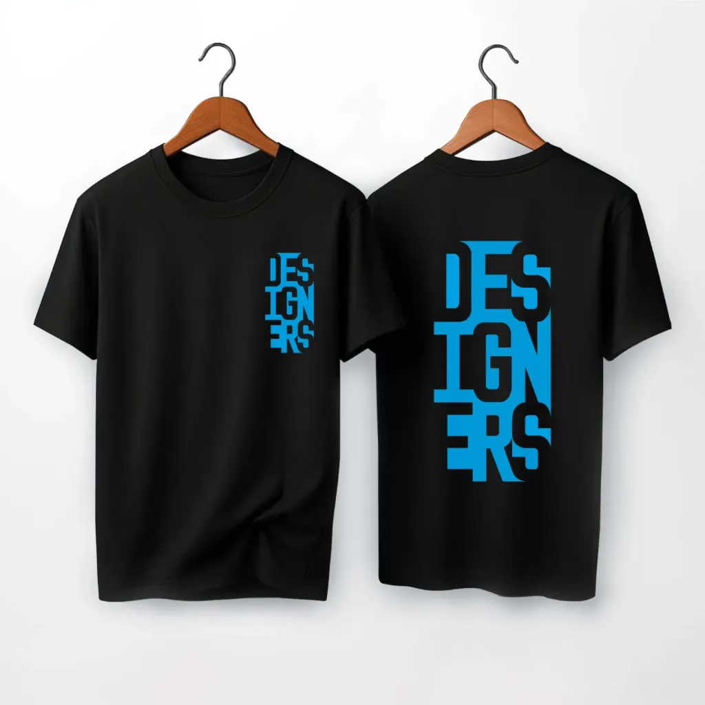 “DESIGNERS” Bold Vertical Typography Tee (Black, XS)