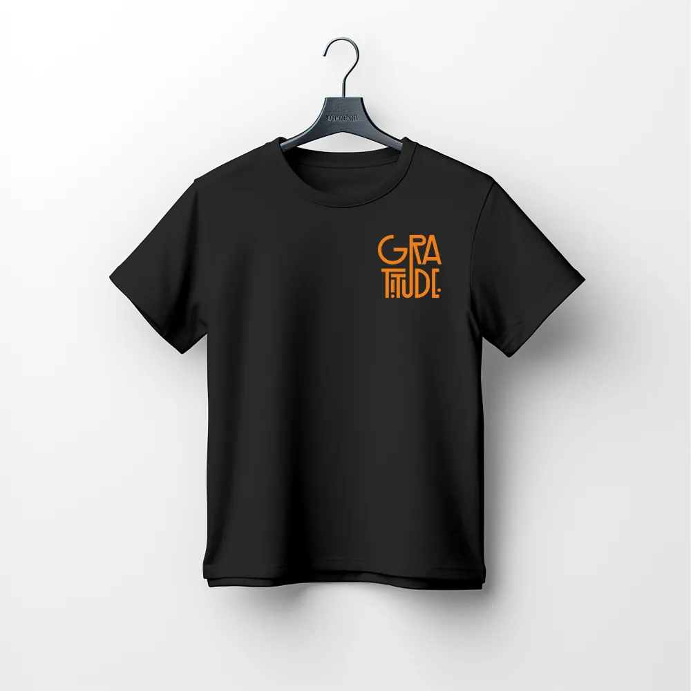 Gratitude Typography Tee (Black, XS, Men)